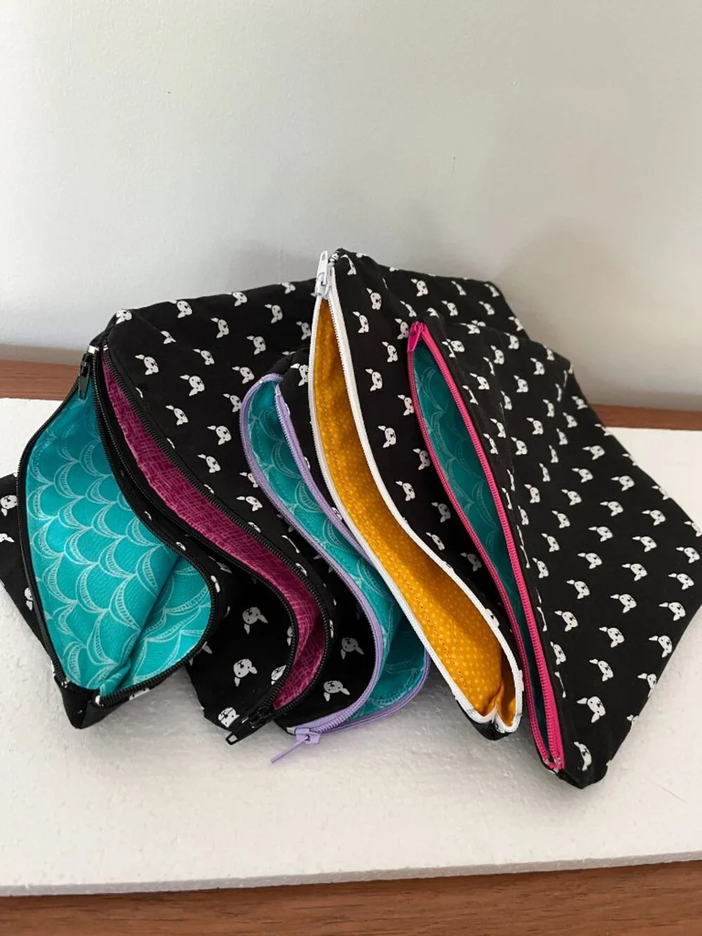 French Bulldog Zippered Fabric Pouches Lot of 7 Toiletry Makeup Coin Purse NEW